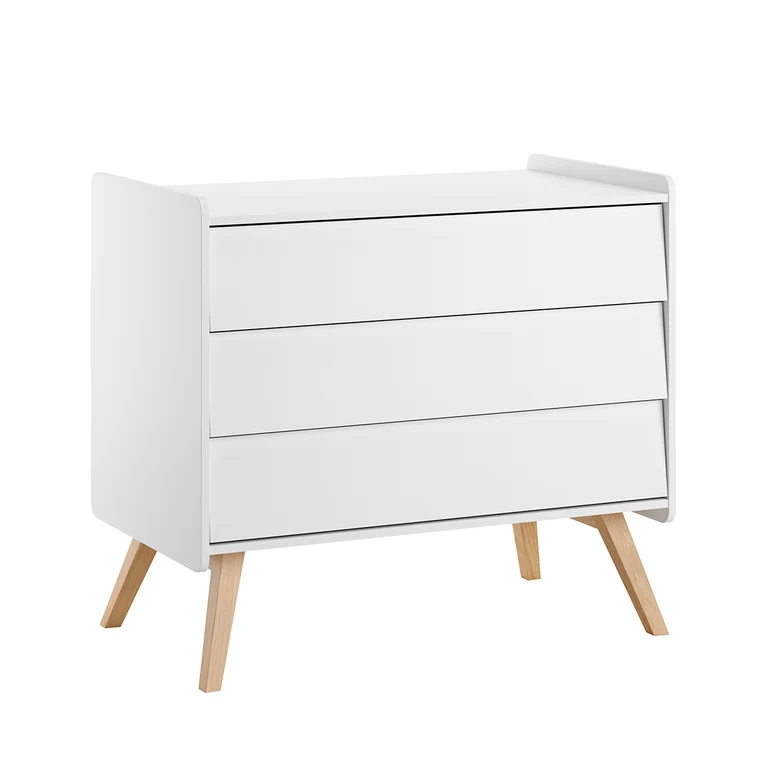 Commode 3 tiroirs et armoire 2 portes Vox Vintage Blanc et Bois