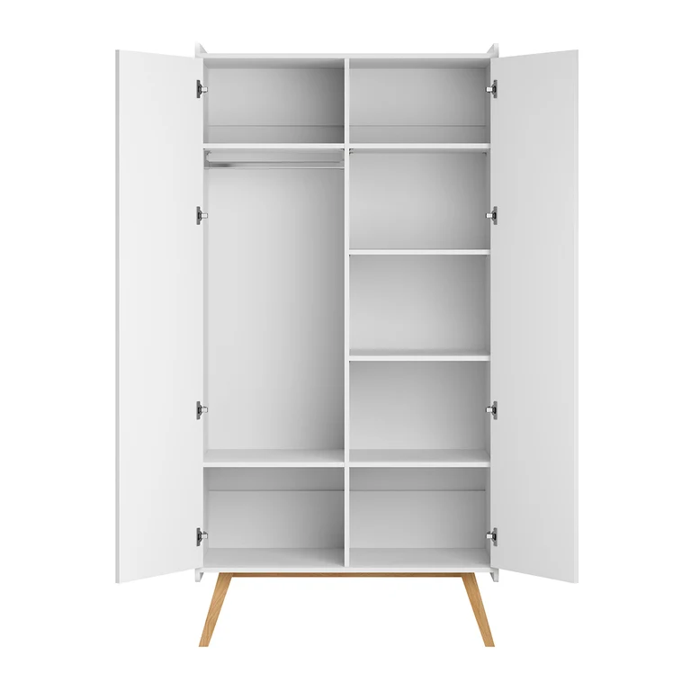 Commode 3 tiroirs et armoire 2 portes Vox Vintage Blanc et Bois