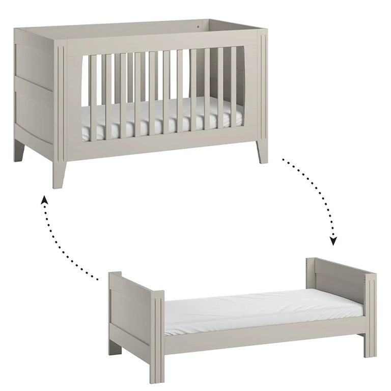 Lit évolutif 70x140 et commode 3 tiroirs Vox Milenne Cachemire