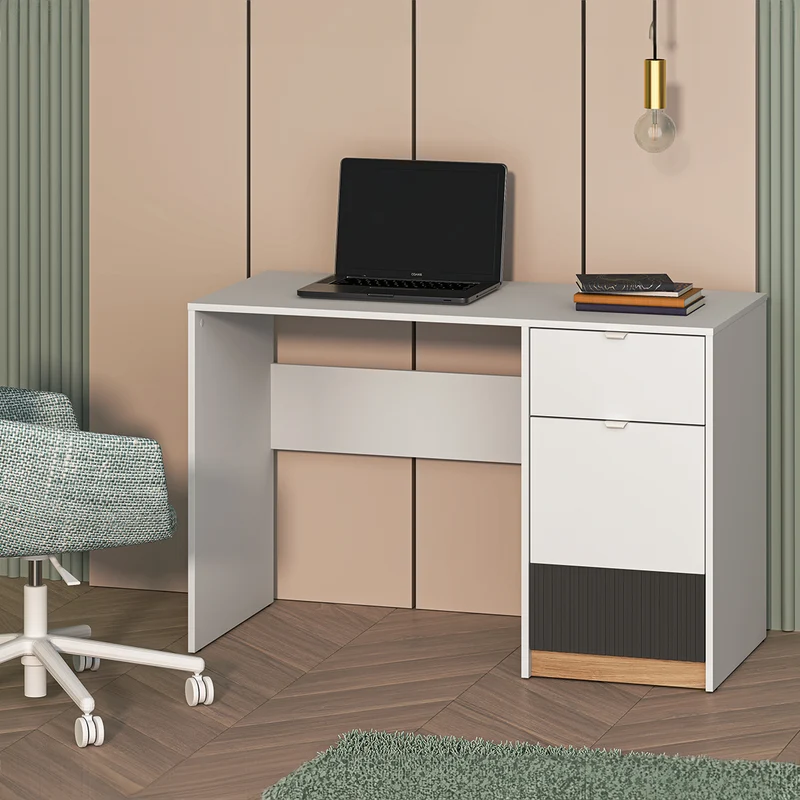 Bureau 1 porte 1 tiroir Ronan Blanc