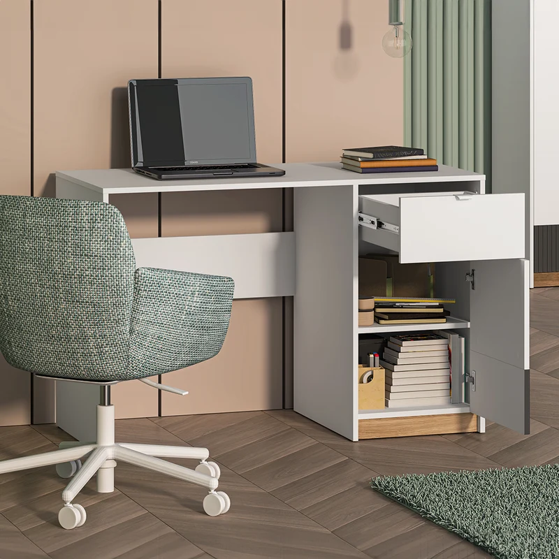 Bureau 1 porte 1 tiroir Ronan Blanc