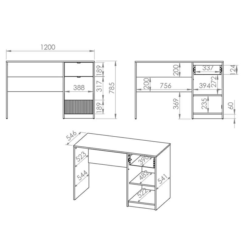 Bureau 1 porte 1 tiroir Ronan Blanc