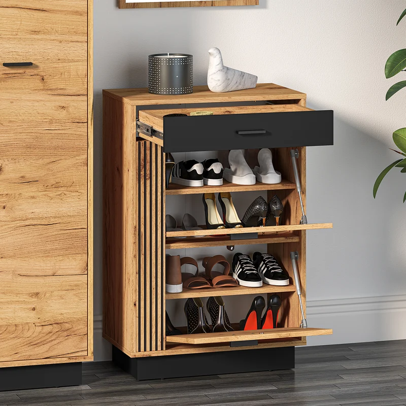 Meuble à chaussures 2 portes 1 tiroir Nilo Bois