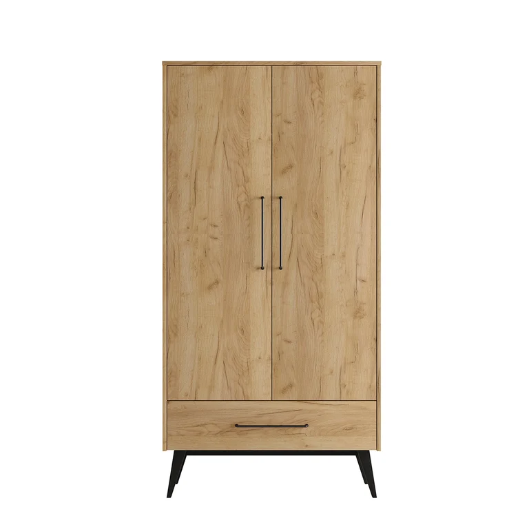 Lit évolutif 70x140 et armoire 2 portes Pinio Retro Bois