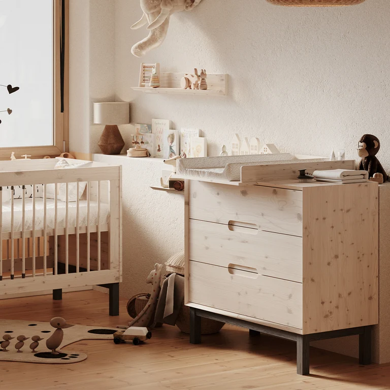 Commode 3 tiroirs Pinio Country Bois blanchi