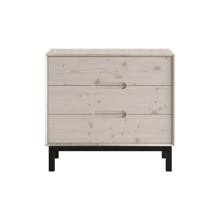 Commode 3 tiroirs Pinio Country Bois blanchi