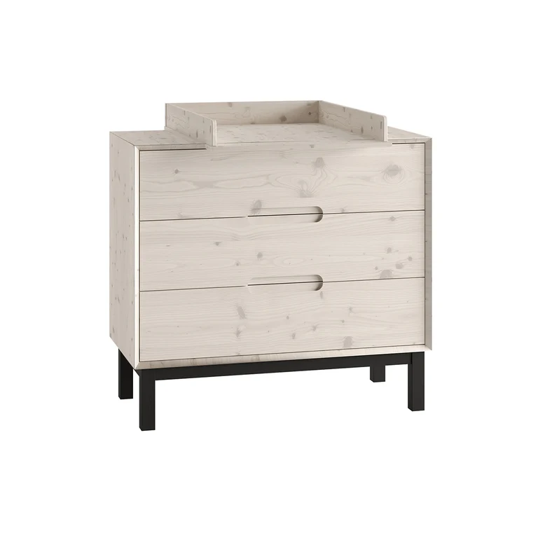 Chambre complète lit évolutif 70x140 commode à langer et armoire 2 portes Pinio Country Bois blanchi