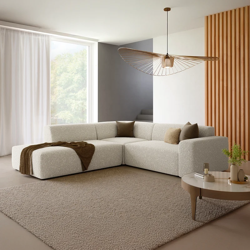 Canapé d'angle gauche 5 places coffre Torino Beige