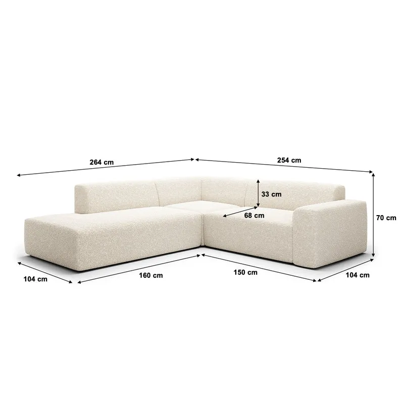 Canapé d'angle gauche 5 places coffre Torino Beige
