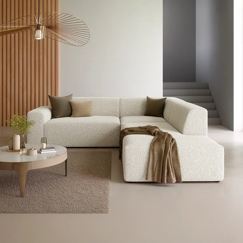 Canapé d'angle droit 5 places coffre Torino Beige