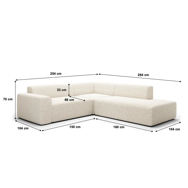 Canapé d'angle droit 5 places coffre Torino Beige