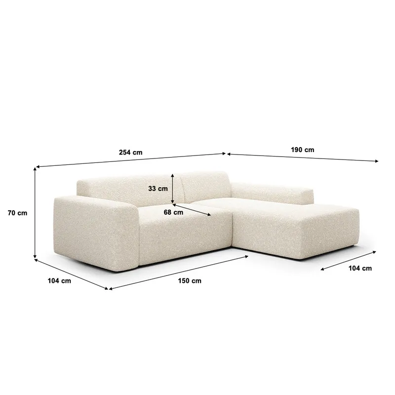 Canapé d'angle droit 3 places coffre Torino Beige
