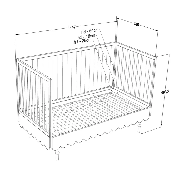 Lit évolutif 70x140 et commode 3 tiroirs Wood Luck Babushka Rose