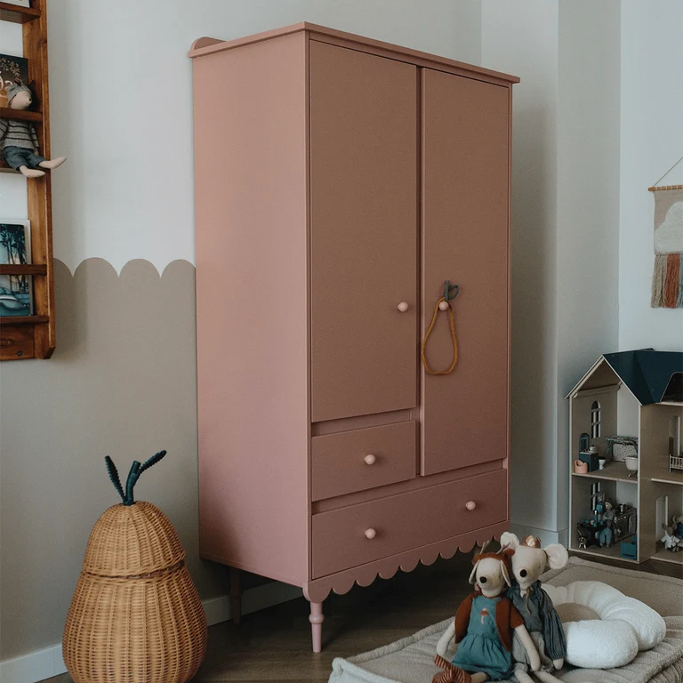 Lit évolutif 70x140 et armoire 2 portes Wood Luck Babushka Rose