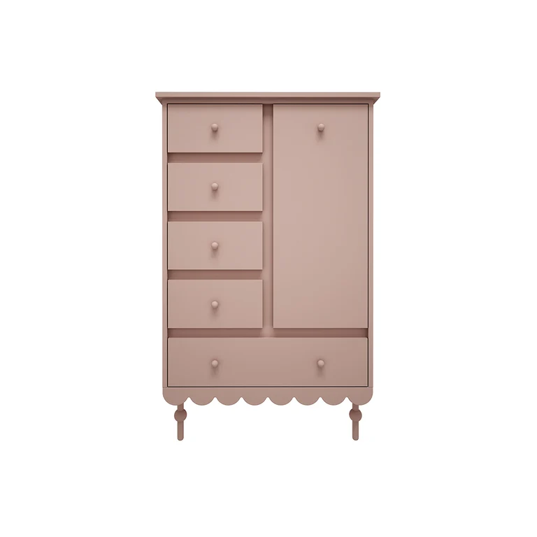 Commode 5 tiroirs 1 porte Wood Luck Babushka Rose