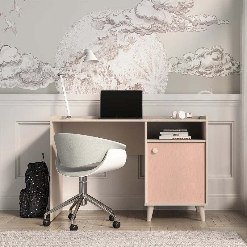 Bureau 1 porte Alycia Beige et Rose