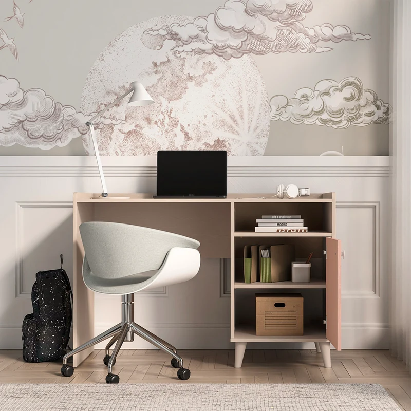 Bureau 1 porte Alycia Beige et Rose