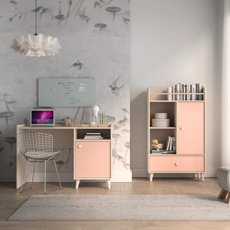 Bureau 1 porte Alycia Beige et Rose
