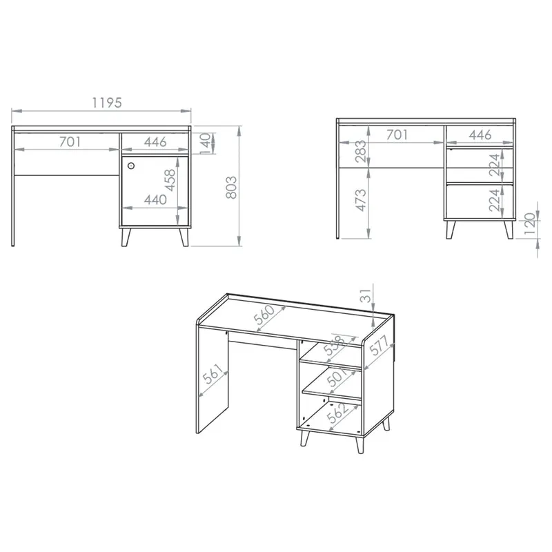 Bureau 1 porte Alycia Beige et Rose