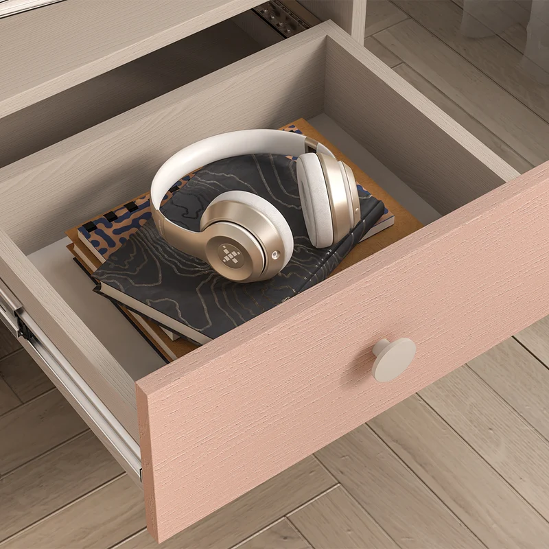 Chevet 1 tiroir Alycia Beige et Rose