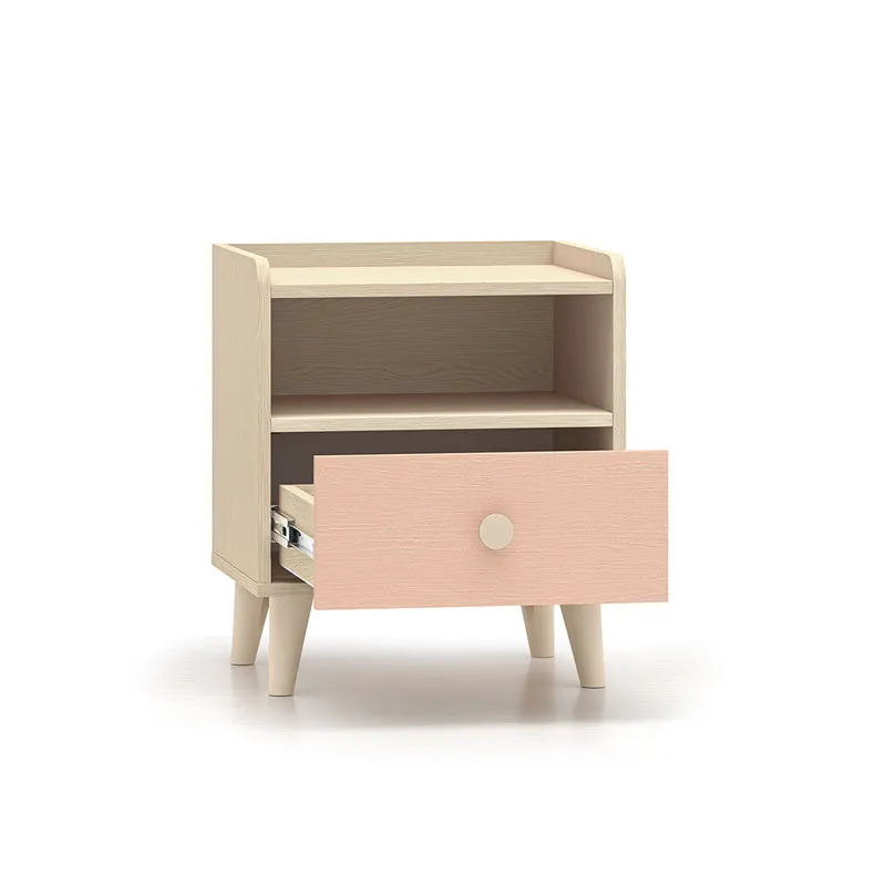 Chevet 1 tiroir Alycia Beige et Rose