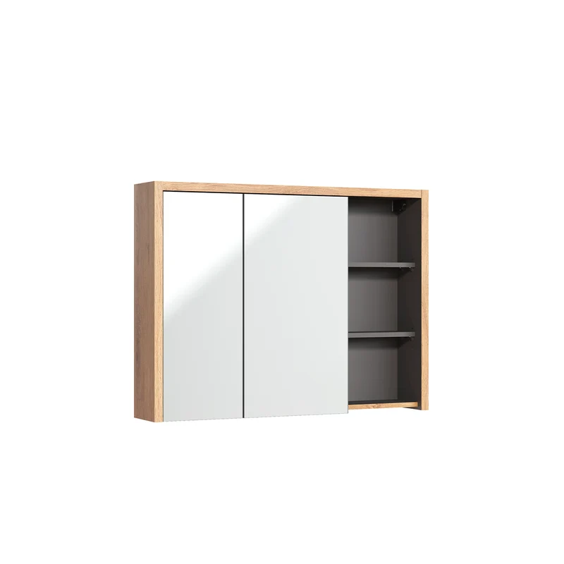 Miroir armoire murale 100 cm Rigel Bois et Anthracite