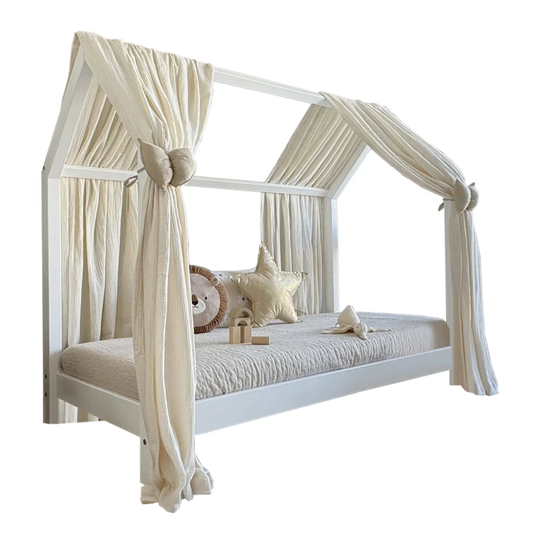 Ciel de lit en mousseline double pour 90x200 Ecru