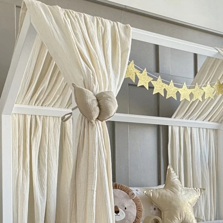 Ciel de lit en mousseline double pour 90x200 Ecru