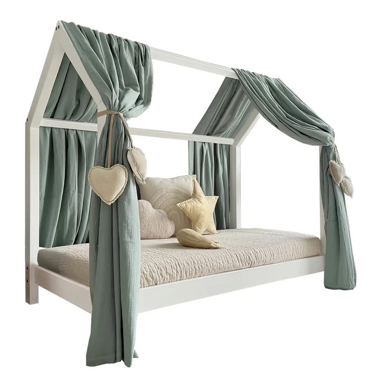 Ciel de lit en mousseline double pour 90x200 Vert d'eau