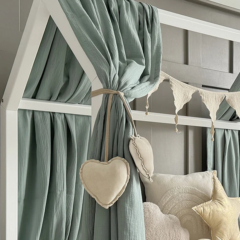 Ciel de lit en mousseline double pour 90x200 Vert d'eau