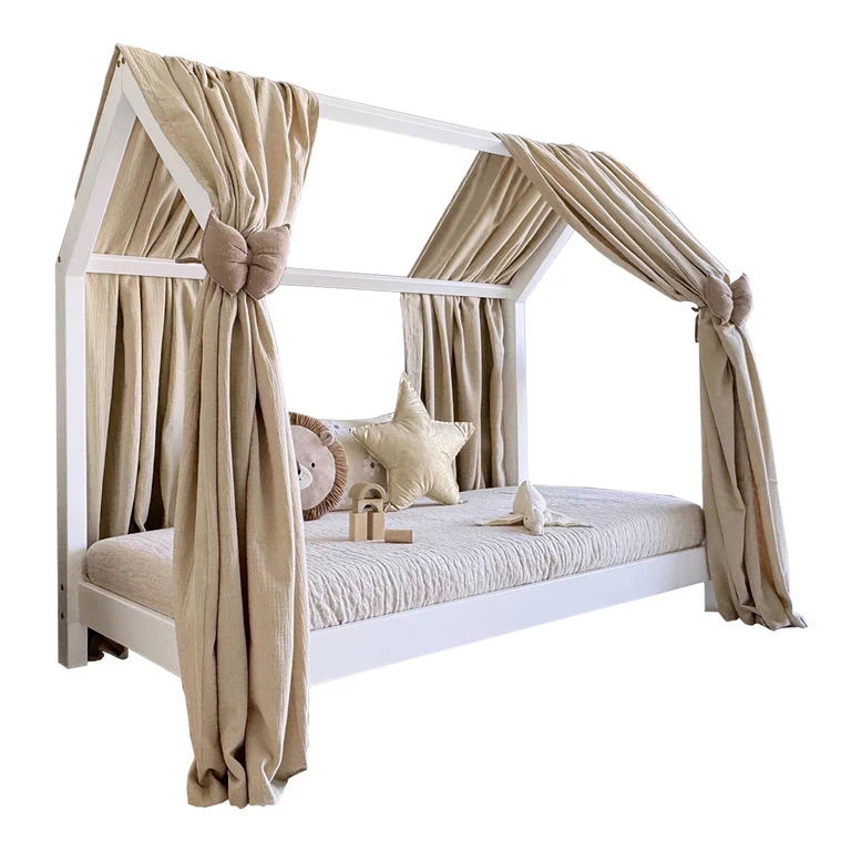 Ciel de lit en mousseline double pour 90x190 Beige