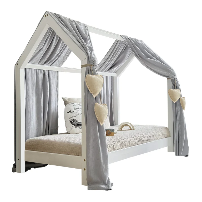 Ciel de lit en mousseline double pour 90x190 Gris