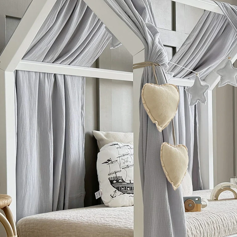 Ciel de lit en mousseline double pour 90x190 Gris