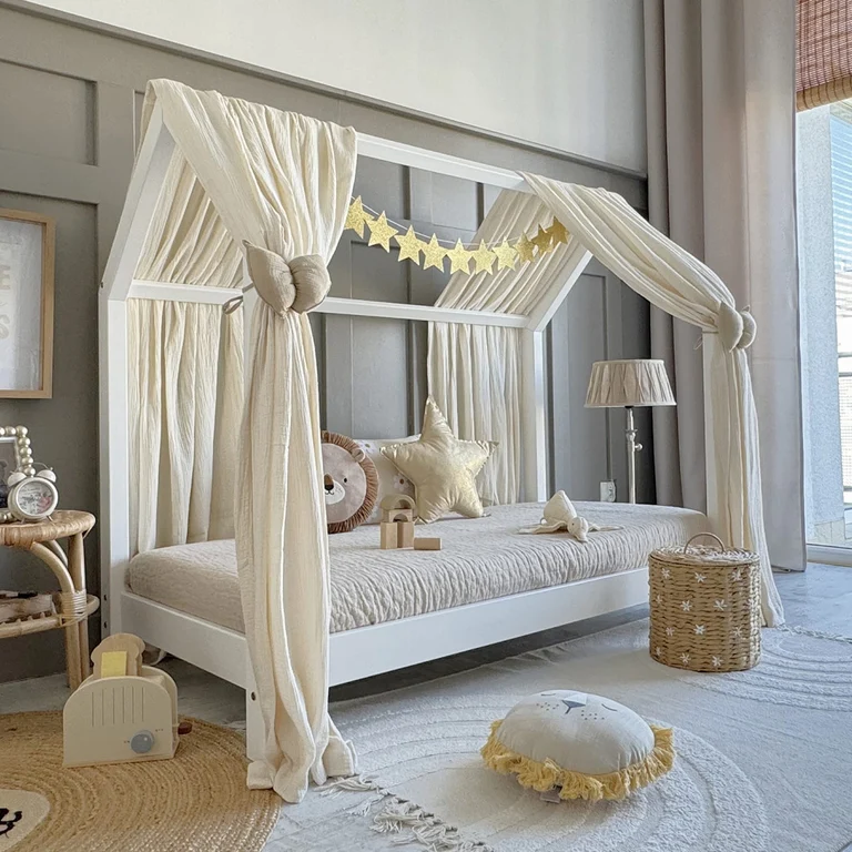 Ciel de lit en mousseline double pour 70x140 Ecru