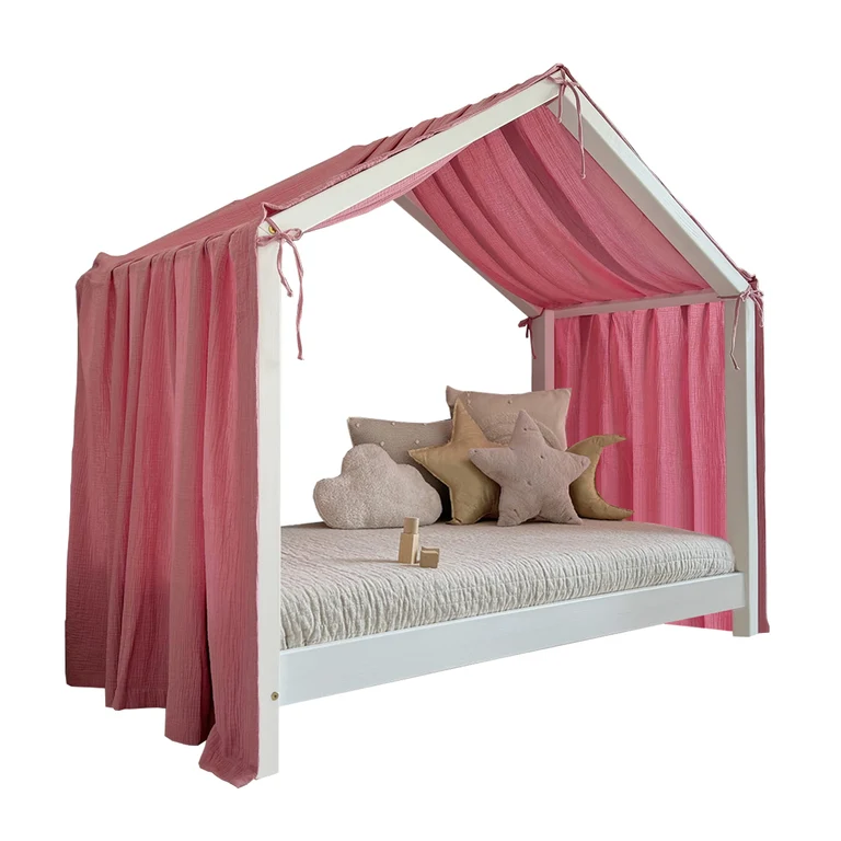 Ciel de lit en mousseline pour 90x190 Rose