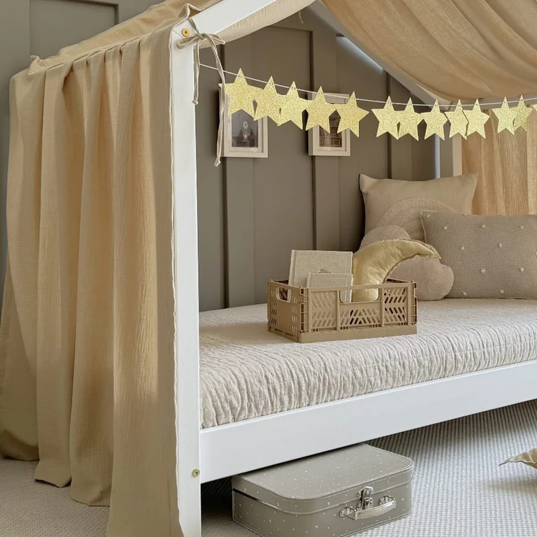 Ciel de lit en mousseline pour 90x200 Beige