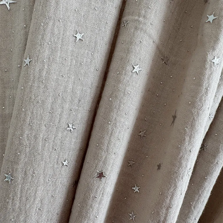 Ciel de lit en mousseline pour 90x200 Beige et argent
