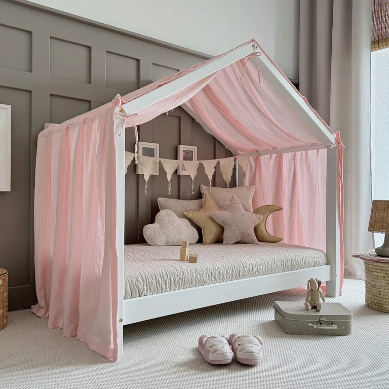 Ciel de lit en mousseline pour 90x200 Rose clair