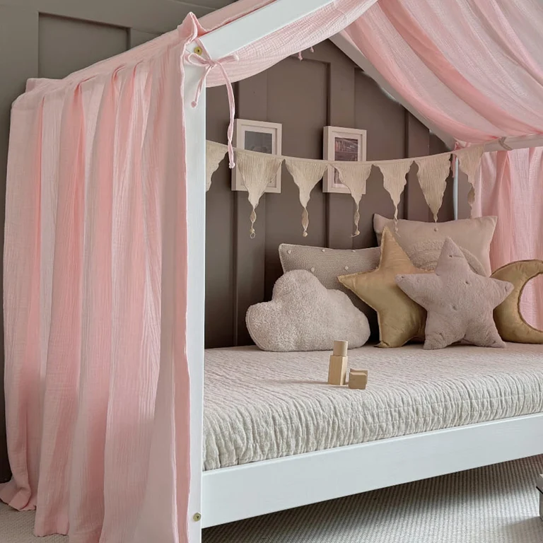 Ciel de lit en mousseline pour 90x200 Rose clair