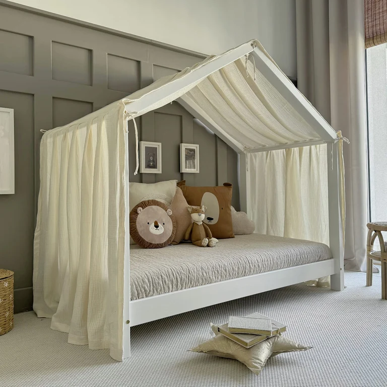 Ciel de lit en mousseline pour 90x190 Ecru