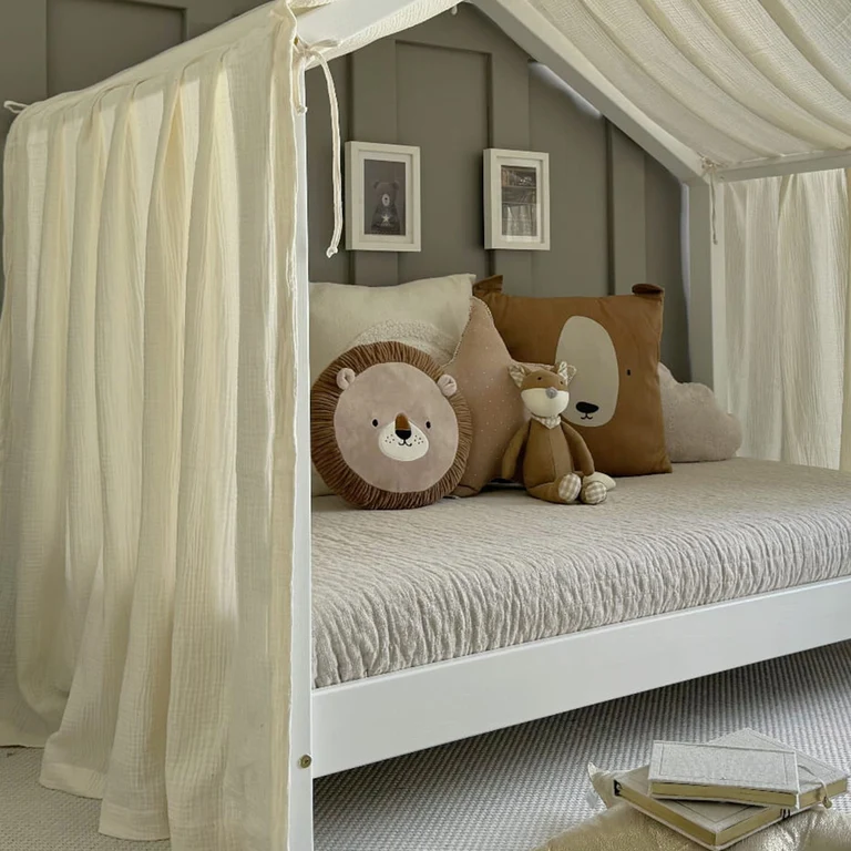 Ciel de lit en mousseline pour 90x190 Ecru