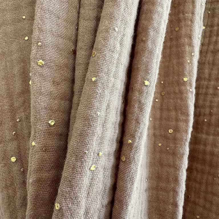 Ciel de lit en mousseline pour 90x190 Marron et or