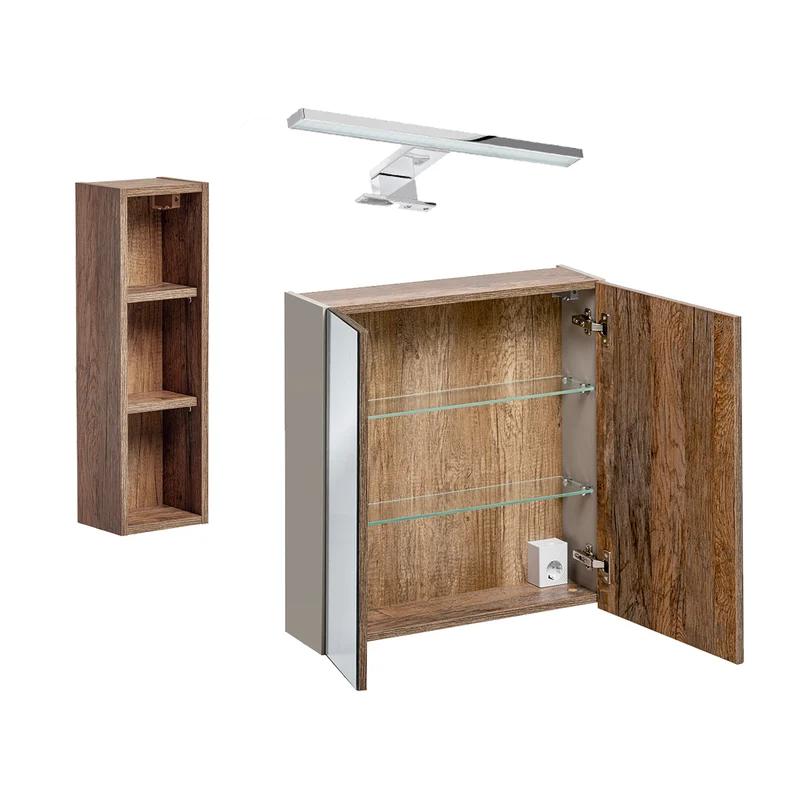 Miroir armoire murale 3 niches 80cm Éros Taupe