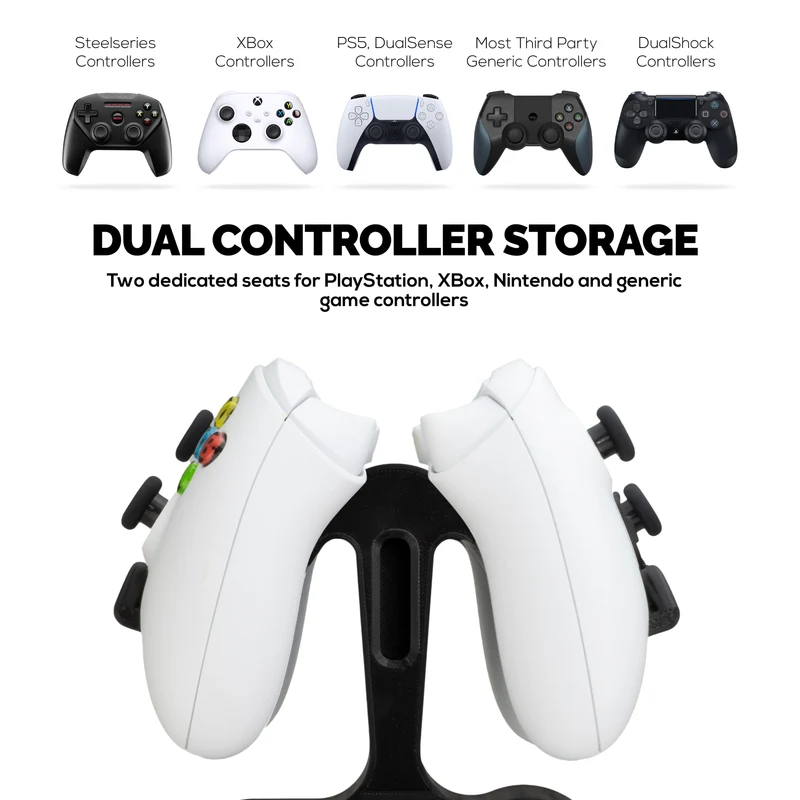 Support double pour manettes et station de base sans fil - Compatible avec les casques SteelSeries Arctis Nova Pro Wireless, Nova Pro Omni et Nova Elite - Permet de ranger 2 manettes et une batterie de rechange