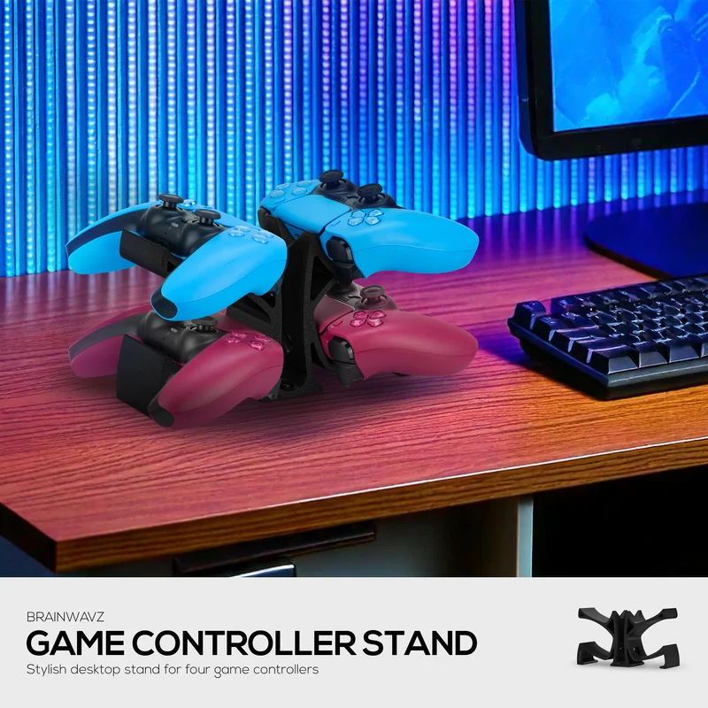 Support de manette de jeu de bureau - Peut contenir 4 manettes, support de manette de jeu pour PS5, Xbox, PlayStation, Nintendo, Legacy, Retro et plus