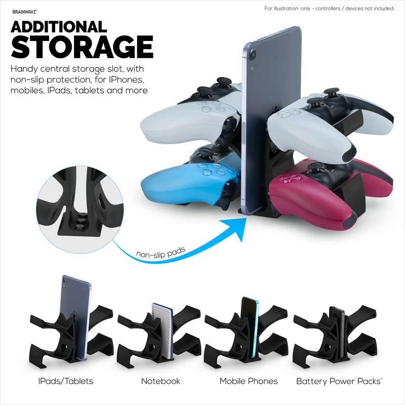 Support de manette de jeu de bureau - Peut contenir 4 manettes, support de manette de jeu pour PS5, Xbox, PlayStation, Nintendo, Legacy, Retro et plus