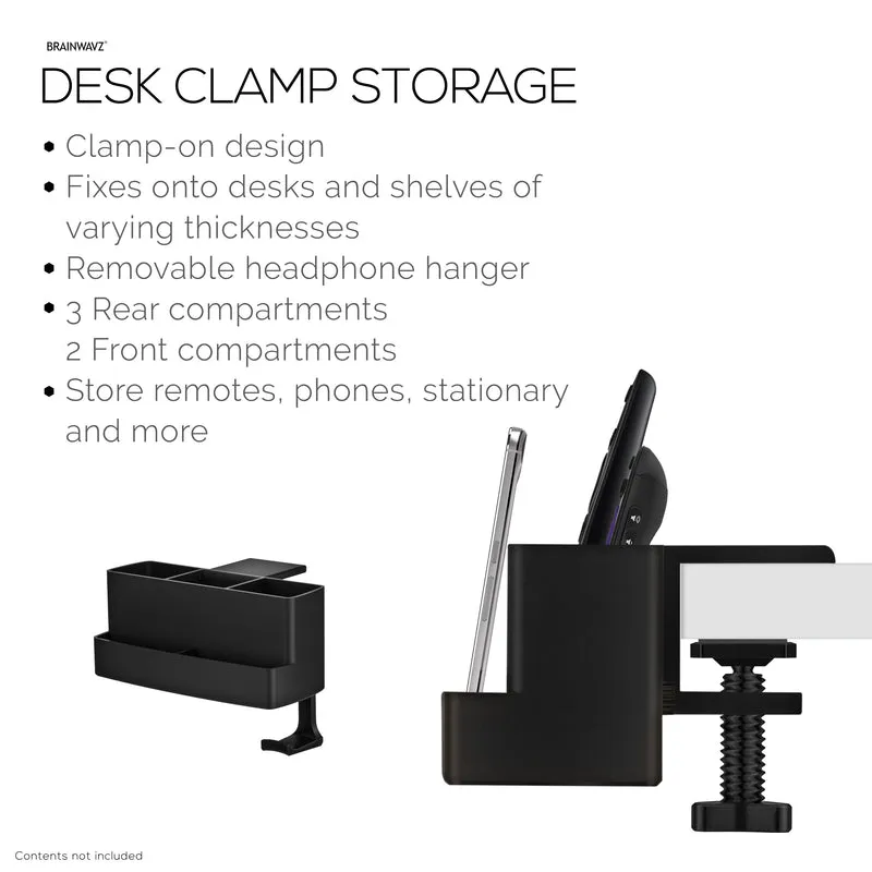 Support de suspension pour télécommande, papeterie, casque et téléphone pour tables et bureaux, facile à installer, pince réglable, convient à différentes tailles de télécommandes, stylos, crayons, casques, téléphones et plus encore