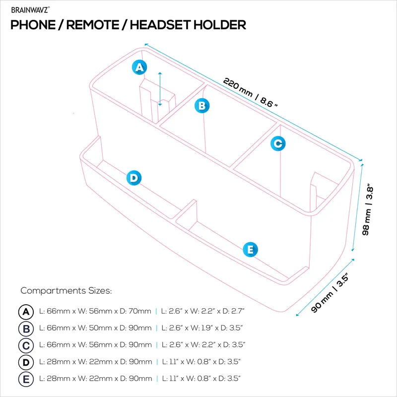 Support de suspension pour télécommande, papeterie, casque et téléphone pour tables et bureaux, facile à installer, pince réglable, convient à différentes tailles de télécommandes, stylos, crayons, casques, téléphones et plus encore