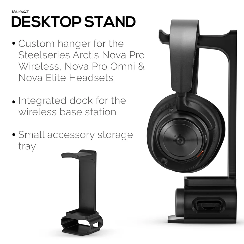 Support pour casque conçu pour les casques Steelseries Arctis Nova Pro Wireless, Nova Pro Omni et Nova Elite, avec station d'accueil pour la station de base sans fil.