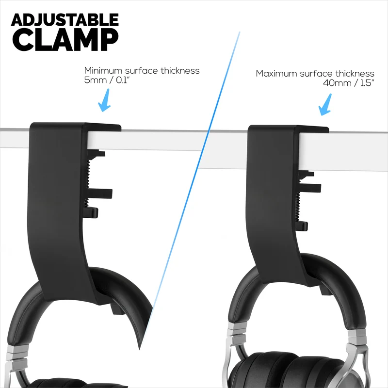 Brainwavz Claw – Support pour casque sous le bureau, à visser, facile à installer avec pince de montage réglable, convient à tous les casques